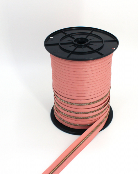 Endlosreißverschluss metallisiert dusty rose/ messing-antik (1m)